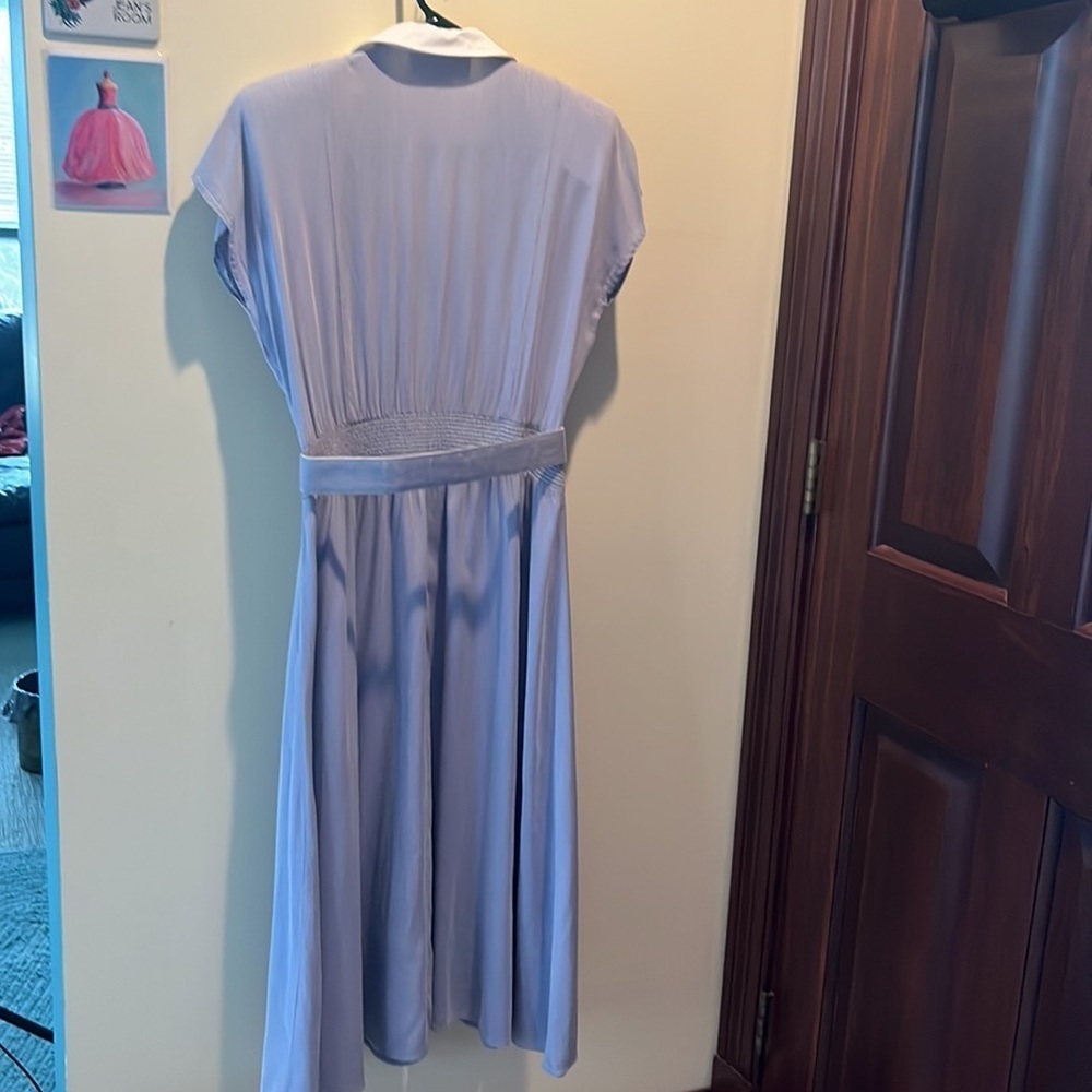 Piccalino Petites 🎉HP🎉Blue/white mini vertical  Striped Dress  Midi    Size 6P - Picture 6 of 13